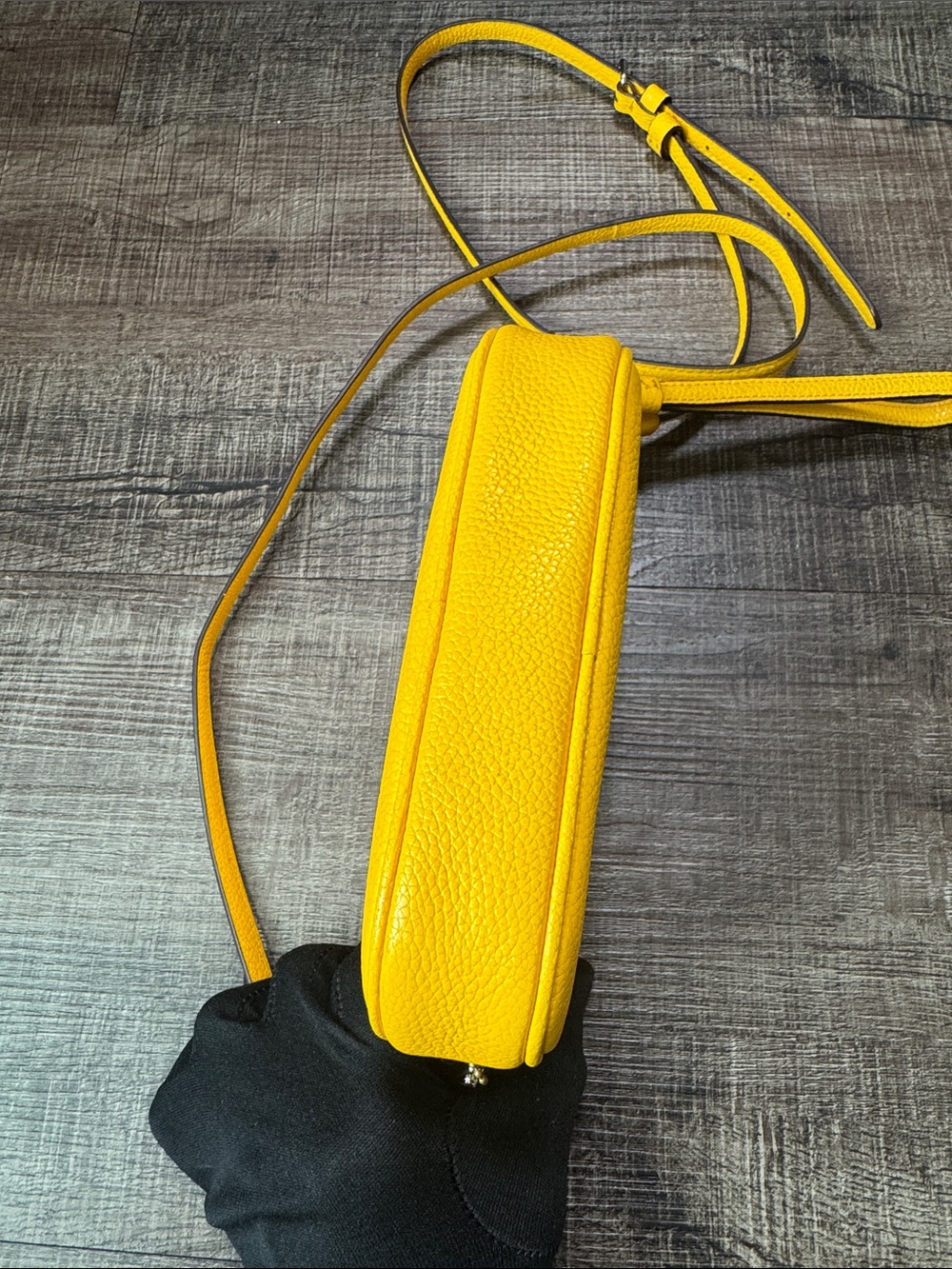 Coach Yellow Pebbled Leather Crossbody Wristlet - Picture 4 of 15